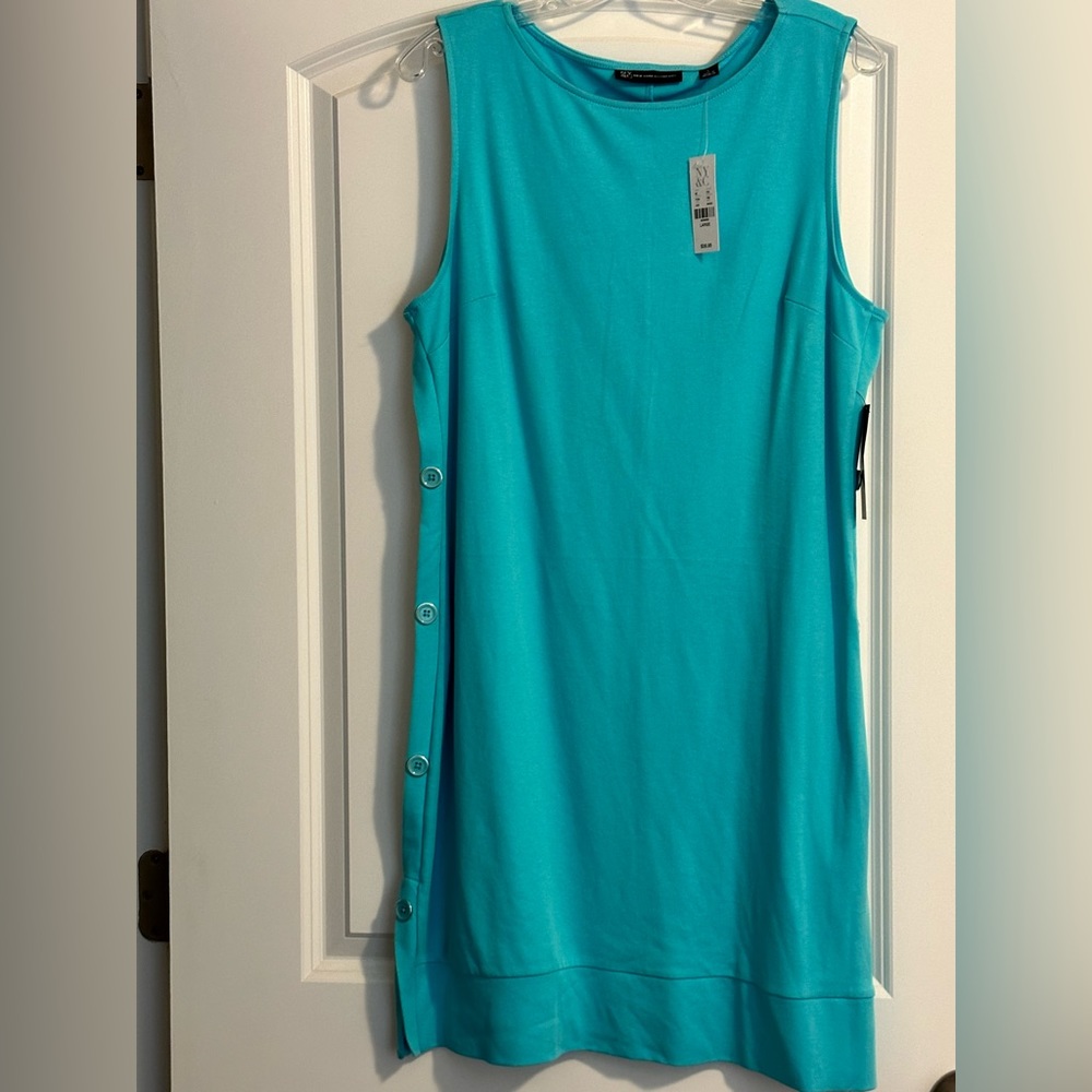 New York & Company Light Blue Cotton Shift Dress (NWT), Size L
